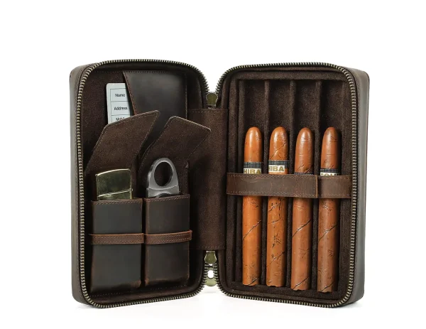 Leather Genuine Cigar Travel Case