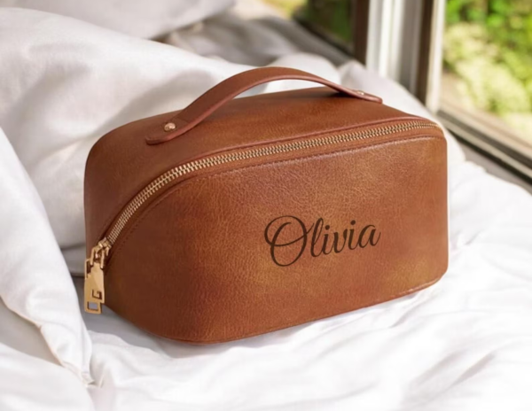 custom leather cosmetic bag