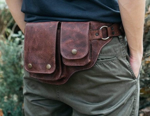 custom leather hip bag